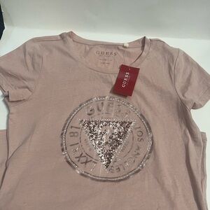 GUESS Light Pink Sequin Logo Tee